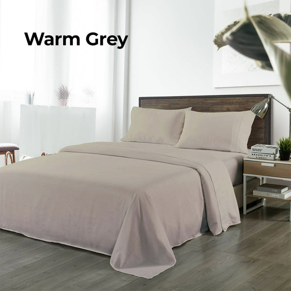 Royal Comfort Bamboo Blended Sheet & Pillowcases Set 1000Tc Ultra Soft Bedding Double Warm Grey Double Bed Comforters