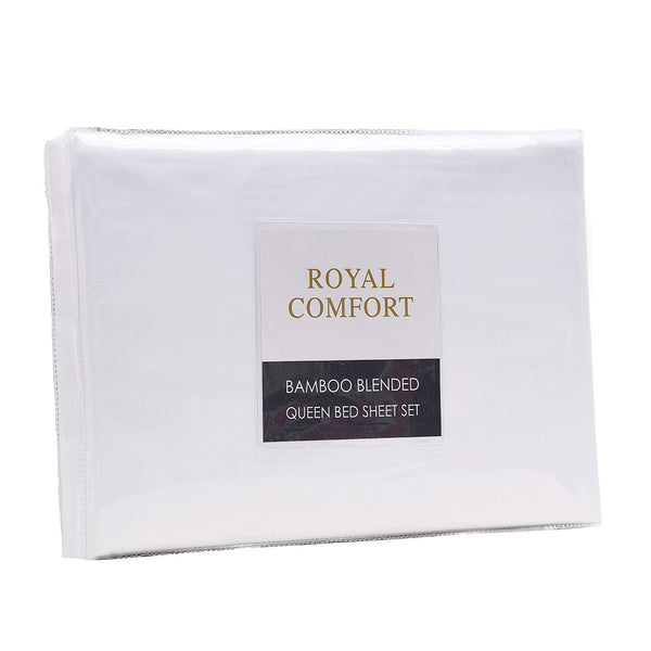 Royal Comfort Bamboo Blended Sheet & Pillowcases Set 1000Tc Ultra Soft Bedding Queen White Other Bedding