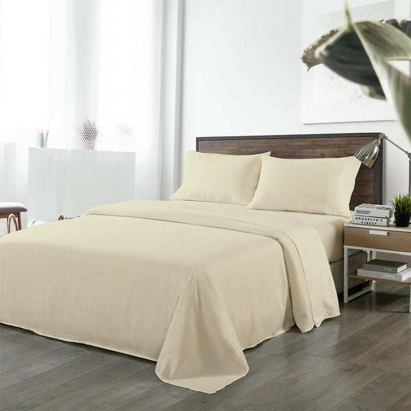Royal Comfort Bamboo Blended Sheet & Pillowcases Set 1000Tc Ultra Soft Bedding Queen Ivory Sheets