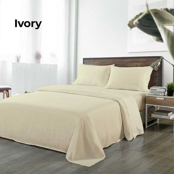 Royal Comfort Bamboo Blended Sheet & Pillowcases Set 1000Tc Ultra Soft Bedding Queen Ivory Sheets