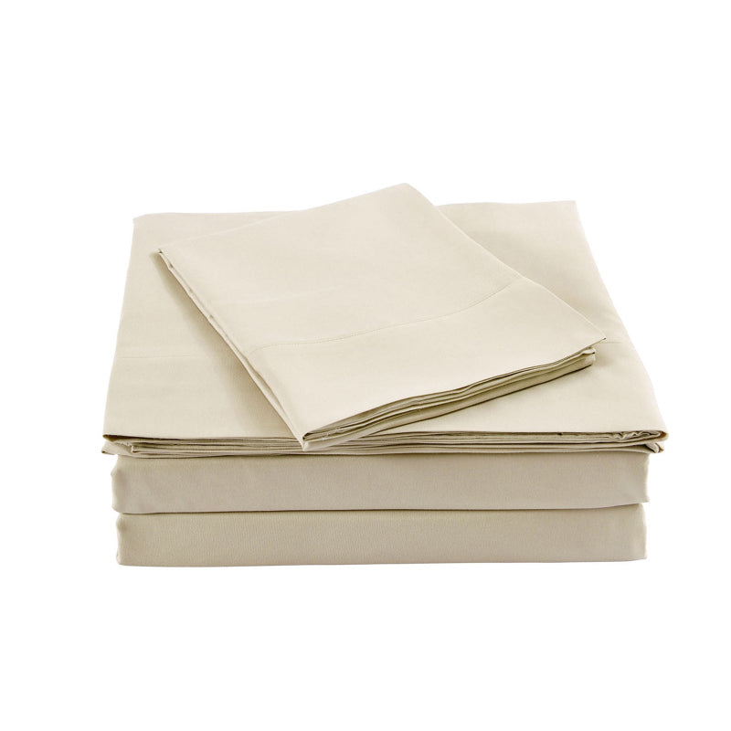 Royal Comfort Bamboo Blended Sheet & Pillowcases Set 1000Tc Ultra Soft Bedding King Ivory Sheets