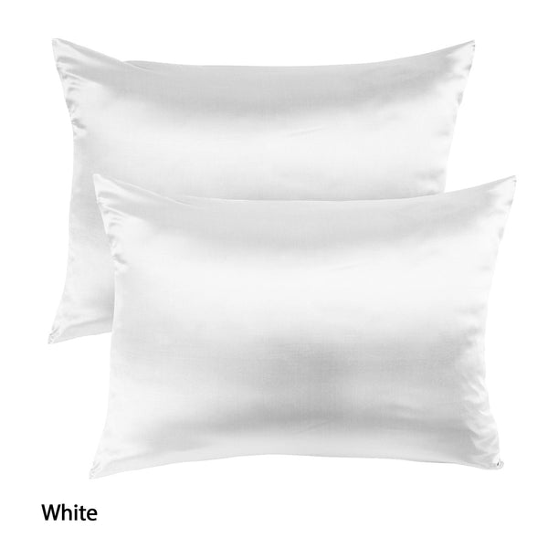 Royal Comfort Mulberry Soft Silk Hypoallergenic Pillowcase Twin Pack 51 X 76Cm White Pillow Cases
