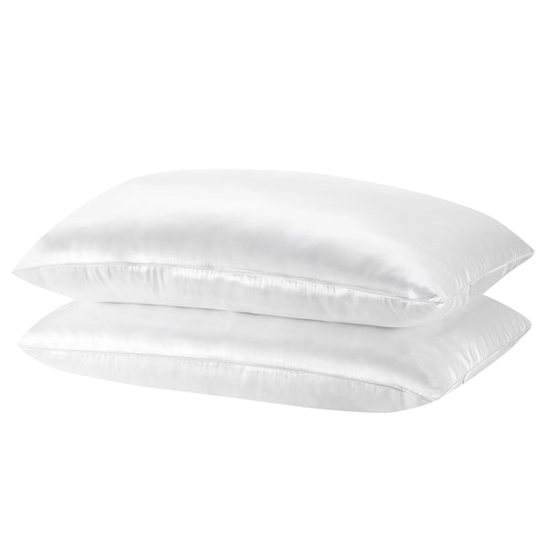 Royal Comfort Mulberry Soft Silk Hypoallergenic Pillowcase Twin Pack 51 X 76Cm White Pillow Cases