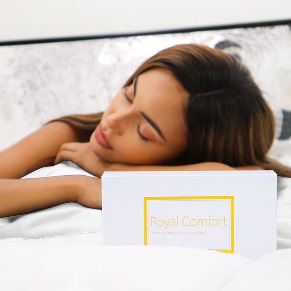 Royal Comfort Mulberry Soft Silk Hypoallergenic Pillowcase Twin Pack 51 X 76Cm White Pillow Cases