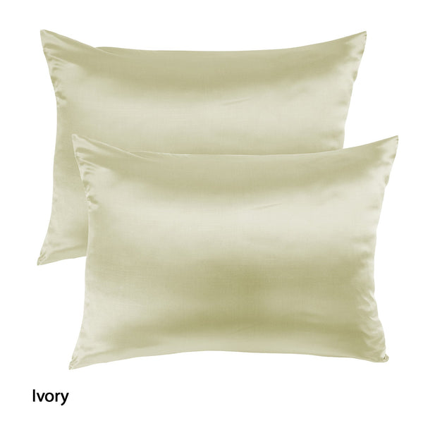 Royal Comfort Mulberry Soft Silk Hypoallergenic Pillowcase Twin Pack 51 X 76Cm Ivory Pillow Cases