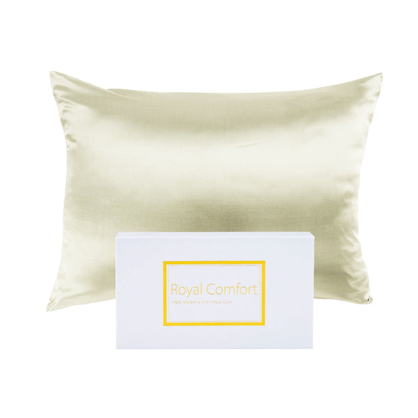 Royal Comfort Mulberry Soft Silk Hypoallergenic Pillowcase Twin Pack 51 X 76Cm Ivory Pillow Cases