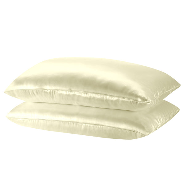 Royal Comfort Mulberry Soft Silk Hypoallergenic Pillowcase Twin Pack 51 X 76Cm Ivory Pillow Cases