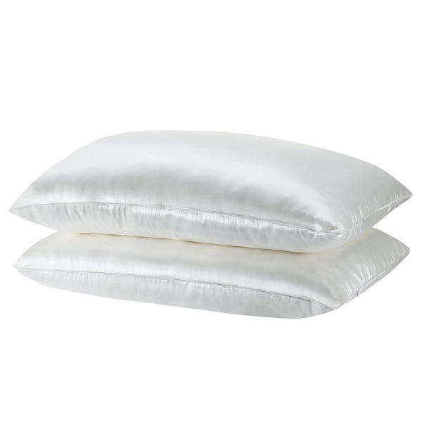 Royal Comfort Mulberry Soft Silk Hypoallergenic Pillowcase Twin Pack 51 X 76Cm Silver Pillow Cases
