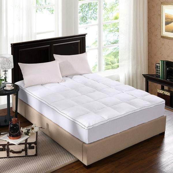 Royal Comfort 1000Gsm Luxury Bamboo Fabric Gusset Mattress Pad Topper Cover Queen White Mattress Toppers & Protectors