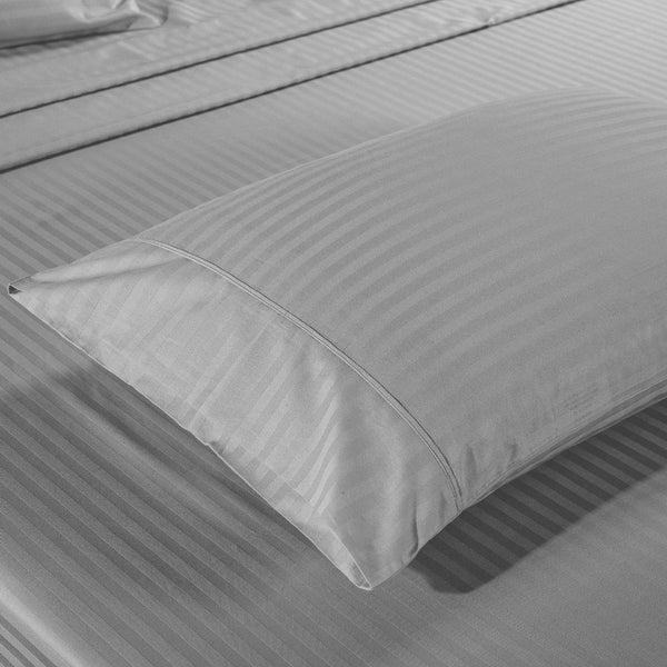 1200 Thread Count 100% Egyptian Cotton Sheet Set Stripe Hotel Grade Double Size Silver Sheets