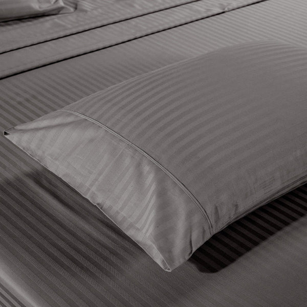 1200 Thread Count 100% Egyptian Cotton Sheet Set Stripe Hotel Grade Double Size Charcoal Sheets