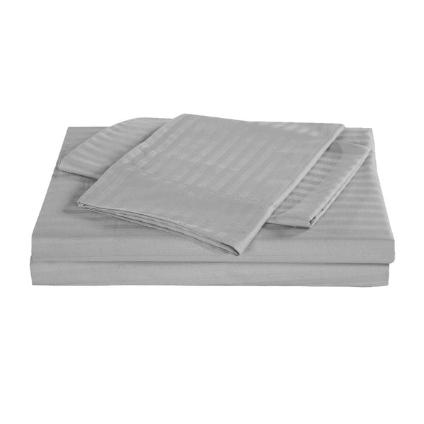 Kensington 1200 Thread Count 100% Egyptian Cotton Sheet Set Stripe Hotel Grade Queen Silver Sheets