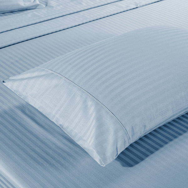 1200 Thread Count 100% Egyptian Cotton Sheet Set Stripe Hotel Grade King Size Chambray Sheets