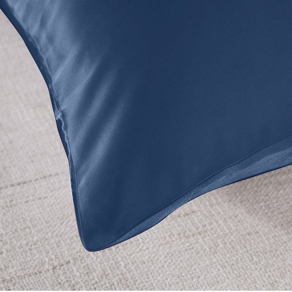 Royal Comfort Mulberry Soft Silk Hypoallergenic Pillowcase Twin Pack 51 X 76Cm Navy Pillow Cases