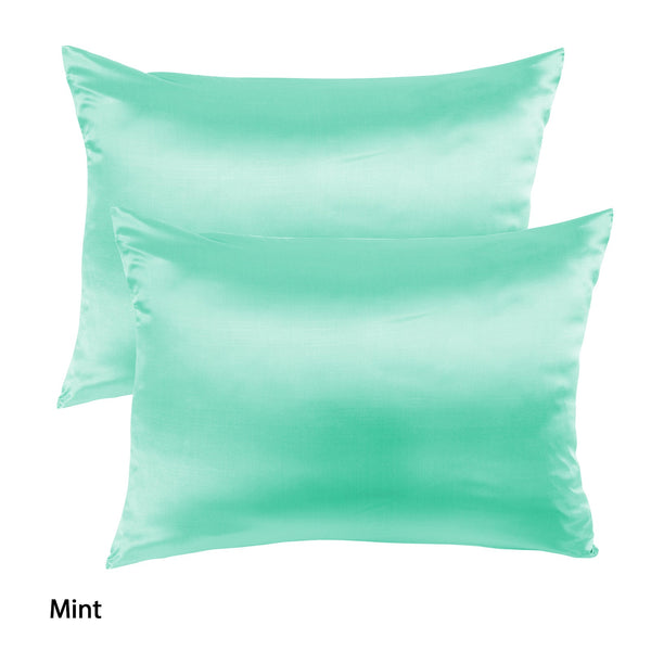 Royal Comfort Mulberry Soft Silk Hypoallergenic Pillowcase Twin Pack 51 X 76Cm Mint Pillow Cases