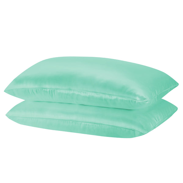 Royal Comfort Mulberry Soft Silk Hypoallergenic Pillowcase Twin Pack 51 X 76Cm Mint Pillow Cases