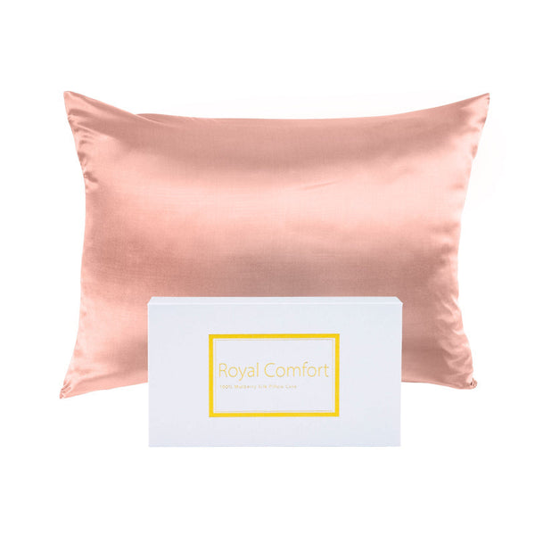 Royal Comfort Mulberry Soft Silk Hypoallergenic Pillowcase Twin Pack 51 X 76Cm Blush Pillow Cases