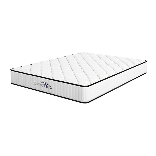 Comforpedic Mattress 5 Zone Medium Support Foam Bonnell Spring 21Cm Double White Black Mattresses