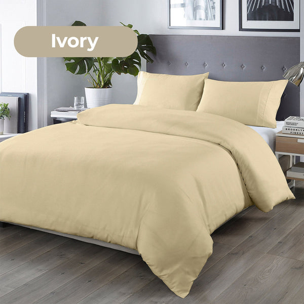 Royal Comfort Bamboo Blended Quilt Cover Set 1000Tc Ultra Soft Luxury Bedding Double Ivory Quilt Covers