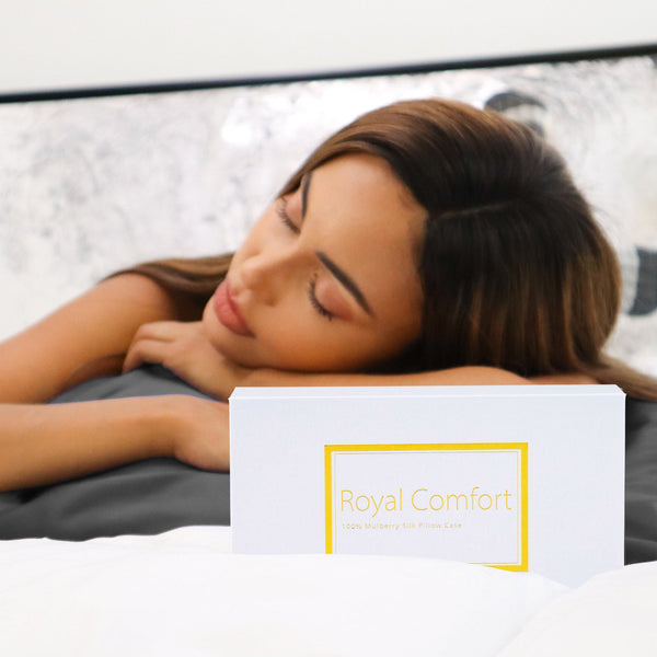 Royal Comfort Pure Silk Pillow Case 100% Mulberry Hypoallergenic Pillowcase Charcoal Pillow Cases