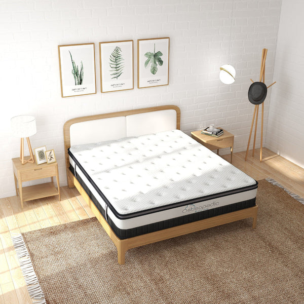 Osteopedic Euro Top Mattress Pocket Spring Medium Firm Hybrid Design Bed 30Cm Queen White Mattresses