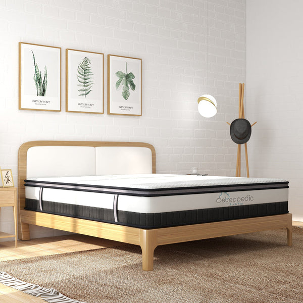 Osteopedic Euro Top Mattress Pocket Spring Medium Firm Hybrid Design Bed 30Cm Queen White Mattresses
