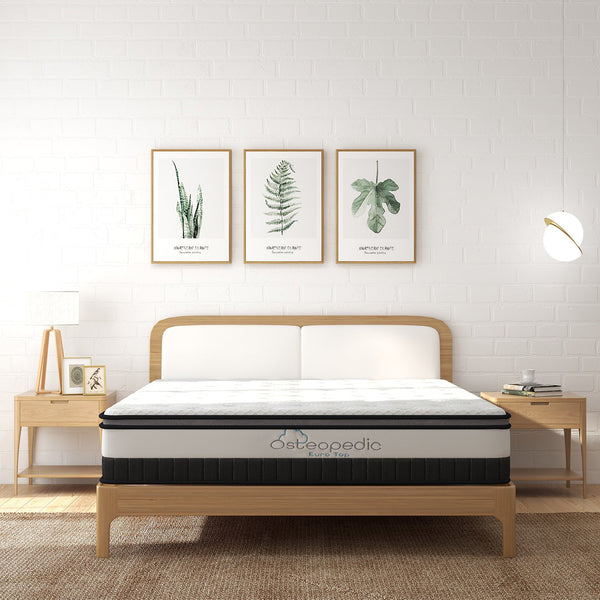 Osteopedic Euro Top Mattress Pocket Spring Medium Firm Hybrid Design Bed 30Cm King White Mattresses