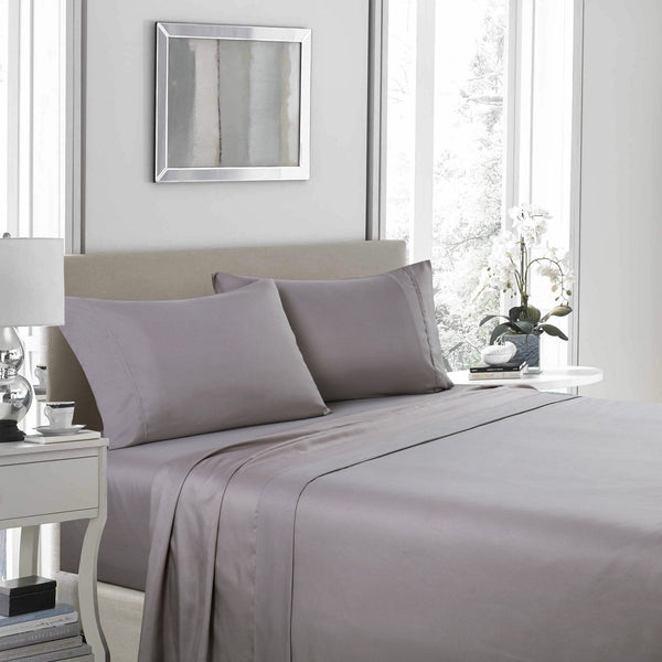 Royal Comfort 1200 Thread Count Sheet Set 4 Piece Ultra Soft Satin Weave Finish Double Charcoal Sheets