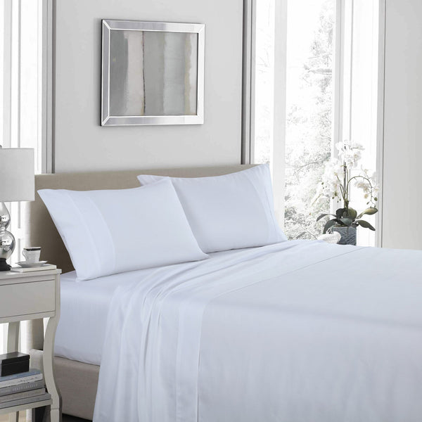 Royal Comfort 1200 Thread Count Sheet Set 4 Piece Ultra Soft Satin Weave Finish Queen White Sheets