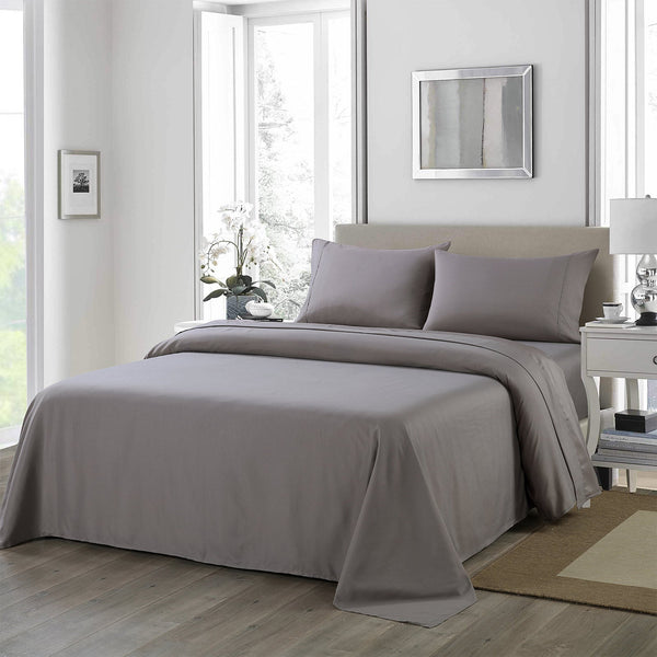 Royal Comfort 1200 Thread Count Sheet Set 4 Piece Ultra Soft Satin Weave Finish Queen Charcoal Sheets