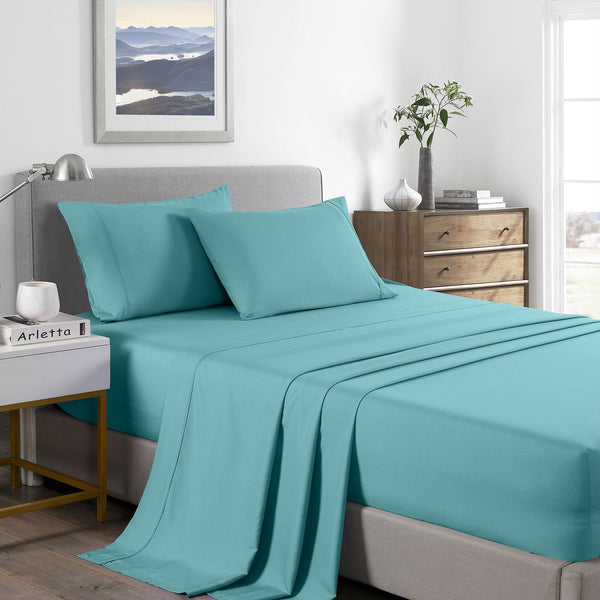 Royal Comfort 2000 Thread Count Bamboo Cooling Sheet Set Ultra Soft Bedding Double Aqua Sheets