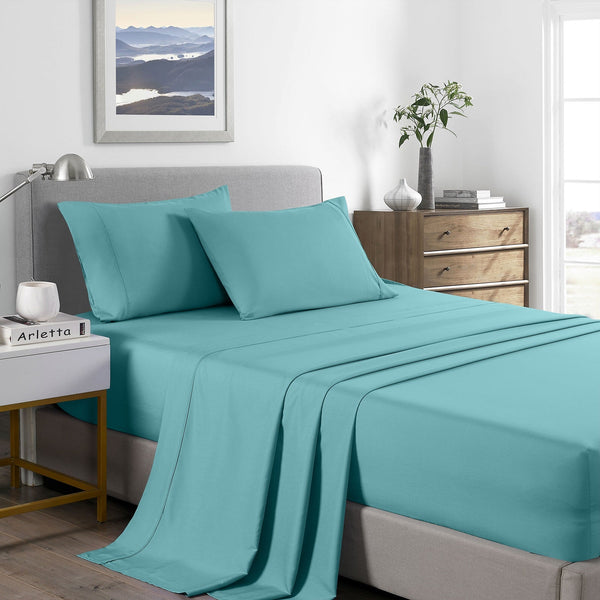 Royal Comfort 2000 Thread Count Bamboo Cooling Sheet Set Ultra Soft Bedding Queen Aqua Sheets