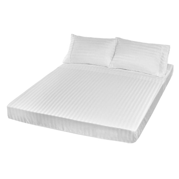 Royal Comfort 1200Tc Sheet Set Damask Cotton Blend Ultra Soft Sateen Queen White Sheets