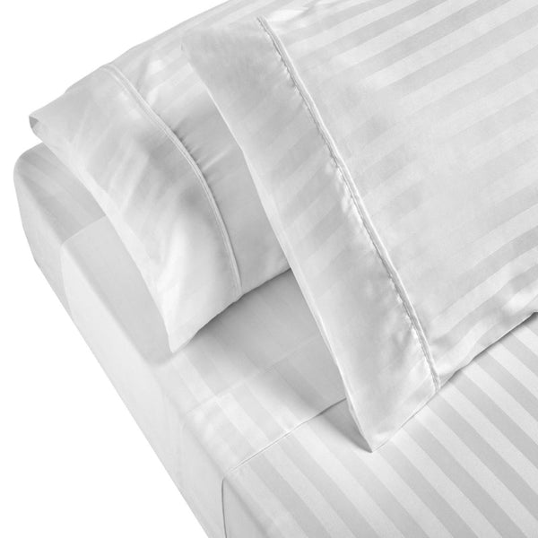 Royal Comfort 1200Tc Sheet Set Damask Cotton Blend Ultra Soft Sateen Queen White Sheets