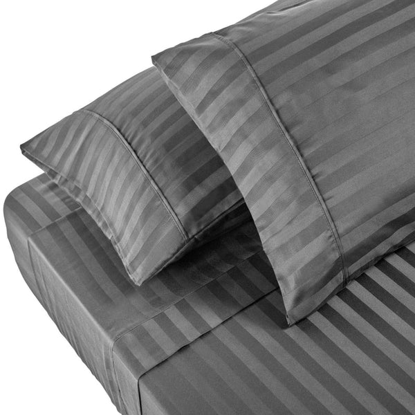 Royal Comfort 1200Tc Sheet Set Damask Cotton Blend Ultra Soft Sateen Queen Charcoal Grey Sheets