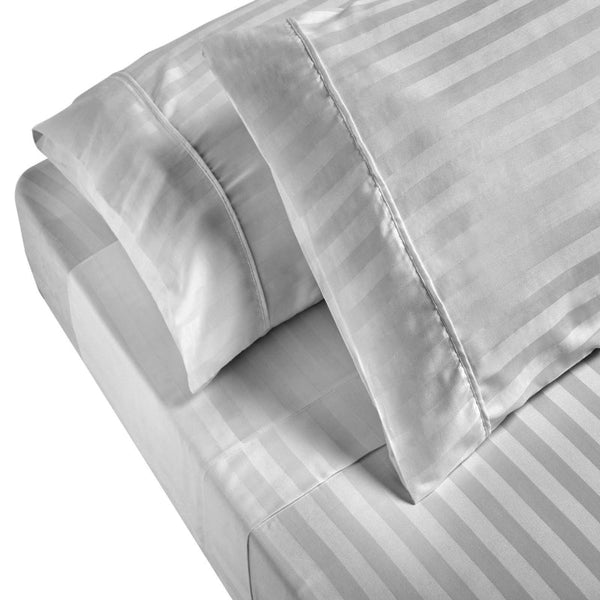 Royal Comfort 1200Tc Sheet Set Damask Cotton Blend Ultra Soft Sateen Queen Silver Sheets