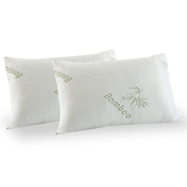 Royal Comfort Luxury Bamboo Covered Memory Foam Pillow Twin Pack Hypoallergenic Pillows