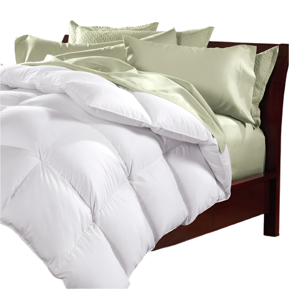 Goose Feather & Down Quilt 500Gsm + And Pillows 2 Pack Combo Single White Single Bed Quilts