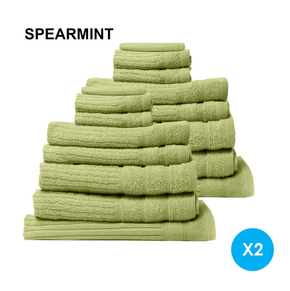 Royal Comfort 16 Piece Egyptian Cotton Eden Towel Set 600Gsm Luxurious Absorbent Spearmint Towels & Washcloths