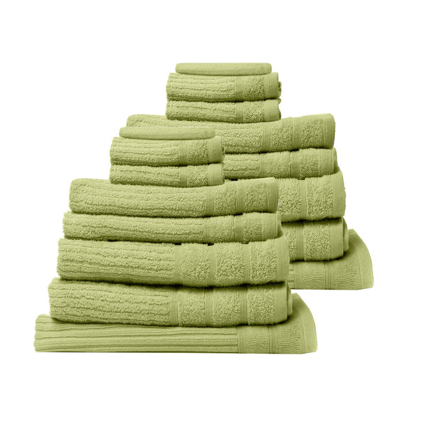 Royal Comfort 16 Piece Egyptian Cotton Eden Towel Set 600Gsm Luxurious Absorbent Spearmint Towels & Washcloths