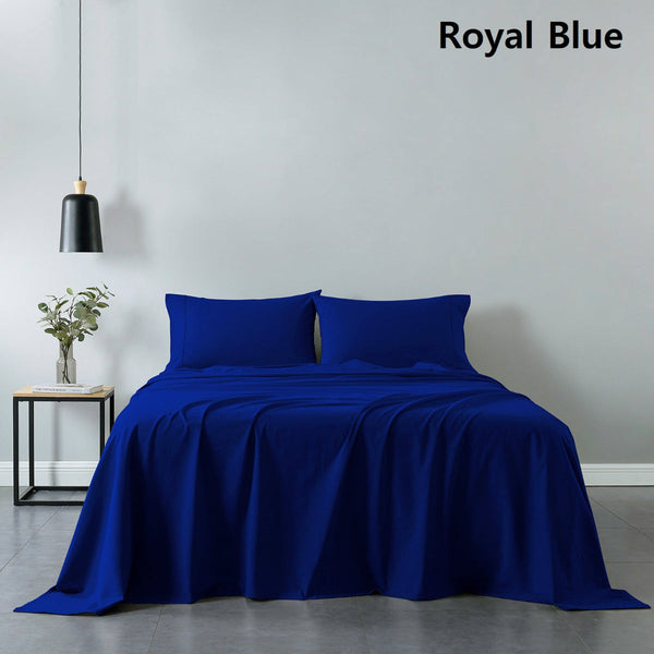 Royal Comfort Double Blue 100% Cotton Vintage Sheet Set & 2 Pillows Sheets