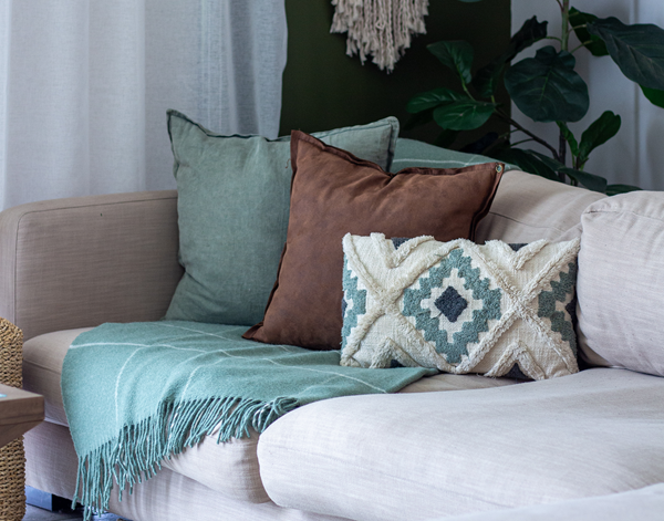 Brighton Throw 100% Nz Wool Sage Striped Throws & Afghans