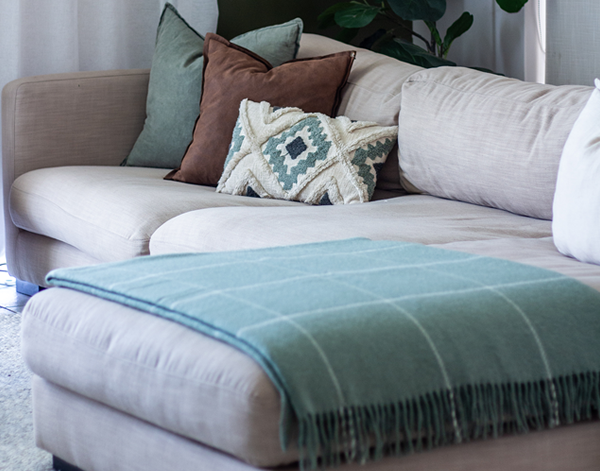 Brighton Throw 100% Nz Wool Sage Striped Throws & Afghans