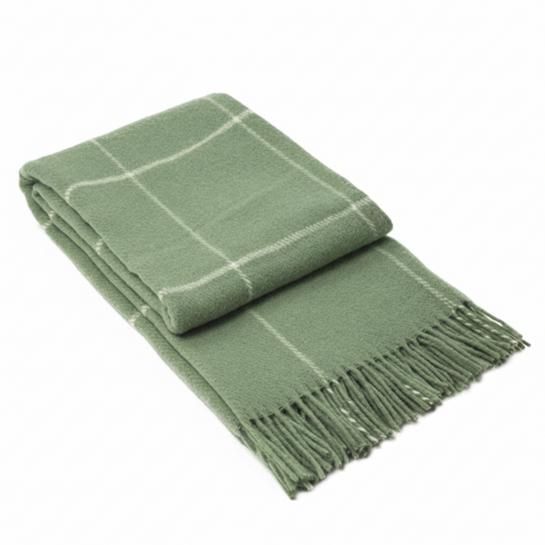 Brighton Throw 100% Nz Wool Sage Striped Throws & Afghans