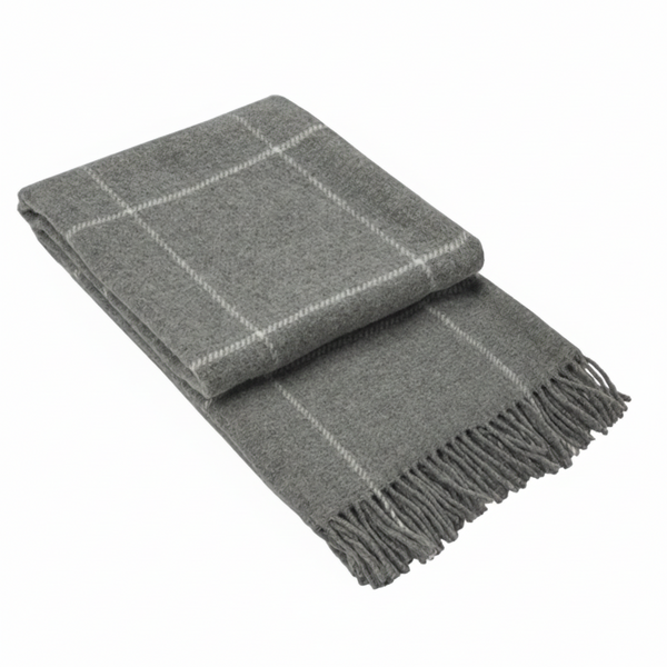 Brighton Throw 100% Nz Wool Grey Striped Throws & Afghans