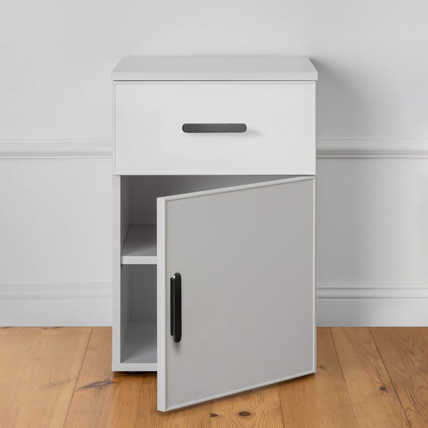 Porto Bedside Table White Slim Oval Black Bedside Tables