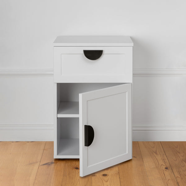 Porto Bedside Table White Hamptons Half Moon Black Bedside Tables
