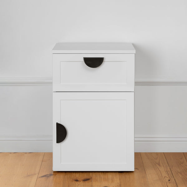 Porto Bedside Table White Hamptons Half Moon Black Bedside Tables