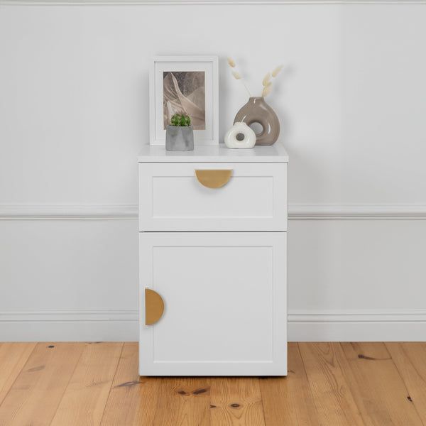 Porto Bedside Table White Hamptons Half Moon Brass Bedside Tables