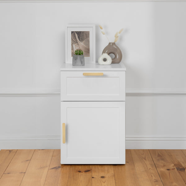 Porto Bedside Table White Hamptons Oval Brass Bedside Tables